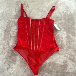 Auden Red Chemise with Elegant Pinstripe Details